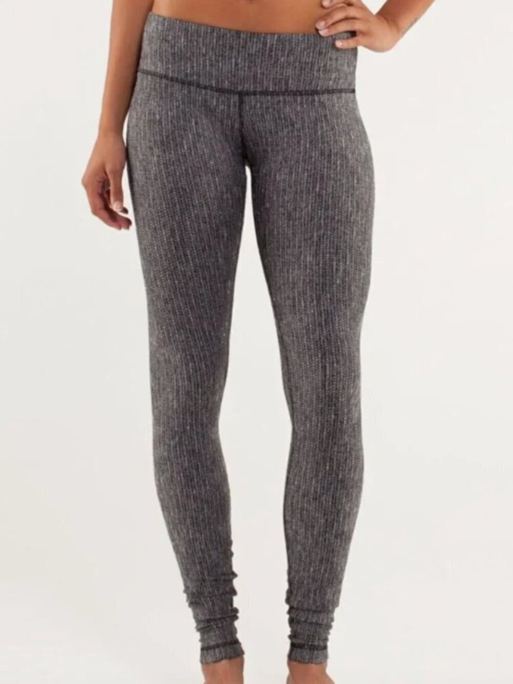 Lululemon Wunder Under Pant III, Coco Pique Print, Grey and Black, Size Small